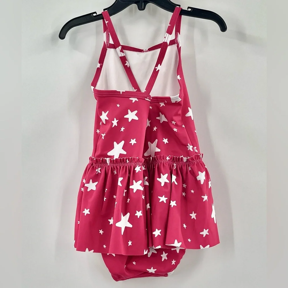 NEW HANNA ANDERSSON 1pc Skirted SwimSuit Girls Size 3 90 Moon & Back Hot Pink